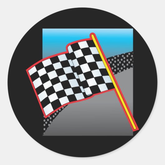 Race Car Flag Runder Aufkleber (Vorderseite)