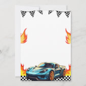 Race Car Flames Birthday Party Einladung (Rückseite)