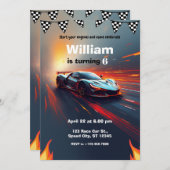 Race Car Flames Rally Birthday Party Einladung (Vorne/Hinten)