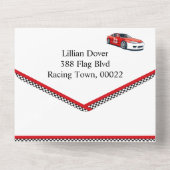 Race Car Geburtstag, 10. Geburtstag Einladung (Rückseite)