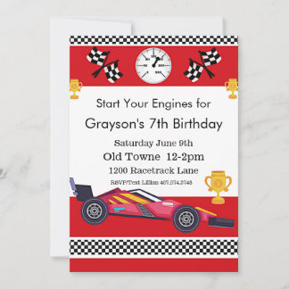 Race Car Geburtstag, 7. Geburtstag Einladung
