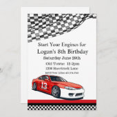 Race Car Geburtstag, 8. Geburtstag Einladung (Vorne/Hinten)