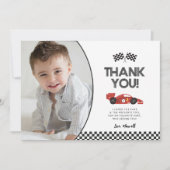 Race Car Geburtstag Danke Karte mit Foto (Vorderseite)