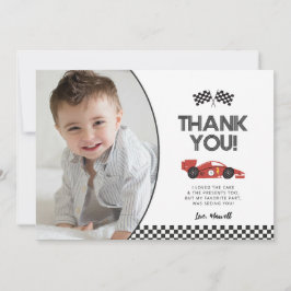 Race Car Geburtstag Danke Karte mit Foto