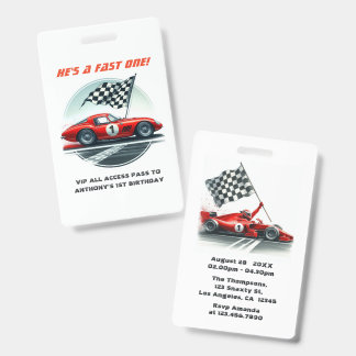 Race Car Geburtstag VIP Pit Crew Pass Ausweis