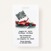 Race Car Geburtstag VIP Pit Crew Pass Ausweis (Rückseite)