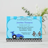 Race Car Geburtstagseinladungen Einladung (Stehend Vorderseite)