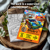 Race Car Geburtstagsfeier mit Foto Feiertagskarte