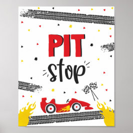 Race Car Geburtstagsparty 2 Fast Pit Stopp Poster
