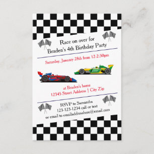 Race Car Geburtstagsparty - 3x5 Einladung