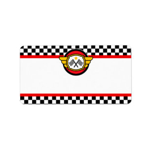 Race Car Geburtstagsparty Adressaufkleber