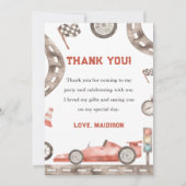 Race Car Geburtstagsparty Danke Karte (Vorderseite)