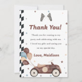 Race Car Geburtstagsparty Danke Karte (Vorderseite)