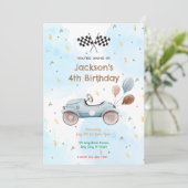Race Car Geburtstagsparty Einladung (Stehend Vorderseite)