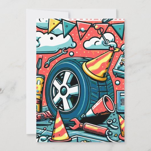 Race Car Geburtstagsparty Einladung (Rückseite)