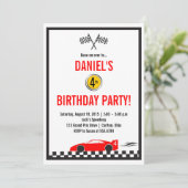 Race Car Geburtstagsparty Einladung (Stehend Vorderseite)