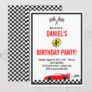 Race Car Geburtstagsparty Einladung
