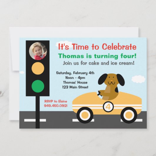 Race Car Geburtstagsparty Einladung (Vorderseite)