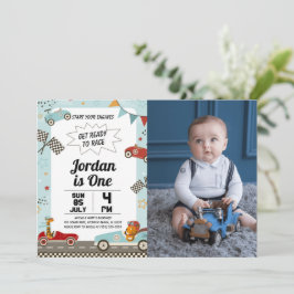 Race Car Geburtstagsparty Einladung mit Foto