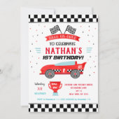 Race Car Geburtstagsparty Einladungen (Vorderseite)