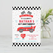 Race Car Geburtstagsparty Einladungen (Stehend Vorderseite)