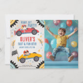Race Car Geburtstagsparty, Kinderrennen Thema Einladung (Vorderseite)