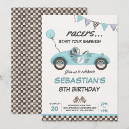 Race Car Geburtstagsparty Red Racing Track Geburts Einladung