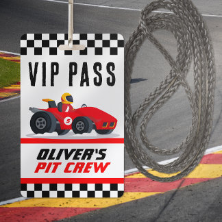Race Car Geburtstagsparty VIP Pit Crew Pass Ausweis