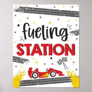Race Car Geburtstagsparty zwei schnelle Tankstelle Poster