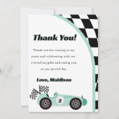 Race Car Green Geburtstagsparty Danke Karte (Vorderseite)