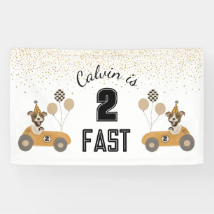 Race Car Hund zwei schnelle Geburtstagsparty Banner