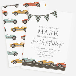 Race Car Invitation Ready Set Go Vintage Race Car  Einladung