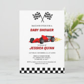 Race Car Junge Babydusche Einladung (Stehend Vorderseite)
