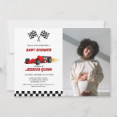 Race Car Junge Babydusche Einladung (Vorderseite)
