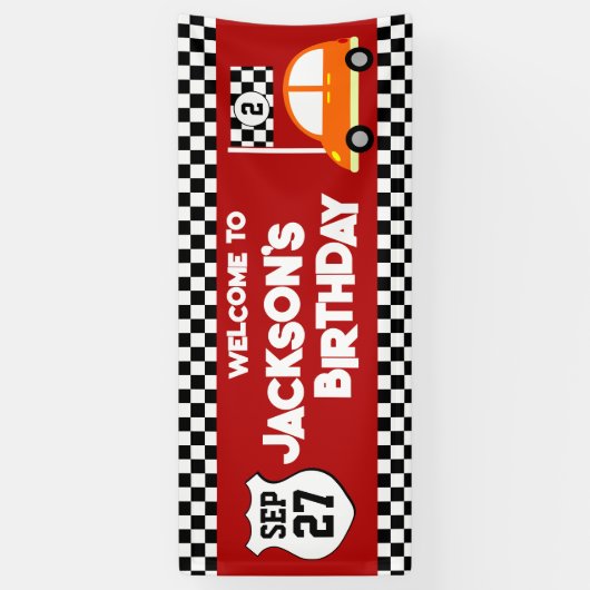 Race Car Kindergeburtstag Party Banner (Vertikal)