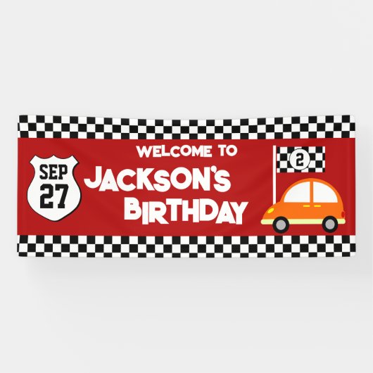 Race Car Kindergeburtstag Party Banner (Horizontal)