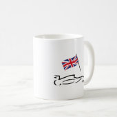Race Car Line Zeichnend mit britischer Flagge Kaffeetasse (VorderseiteRechts)