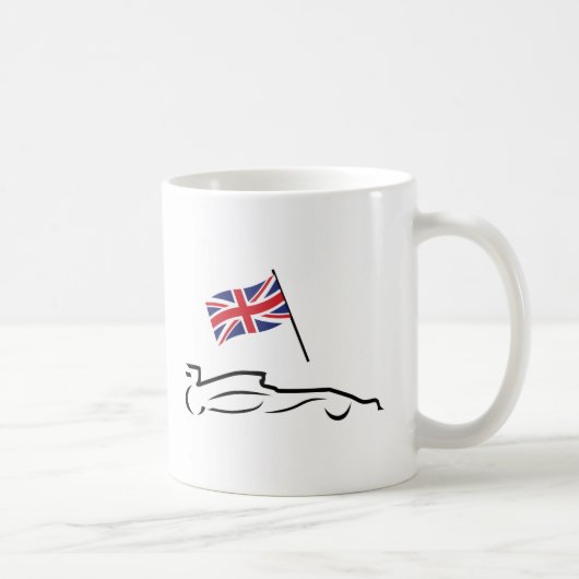 Race Car Line Zeichnend mit britischer Flagge Kaffeetasse (Rechts)