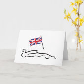 Race Car Line Zeichnend mit britischer Flagge Karte (Gelbe Blume)