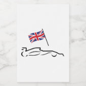 Race Car Line Zeichnend mit britischer Flagge Lebensmitteletikett (Einzelnes Label)