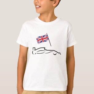 Race Car Line Zeichnend mit britischer Flagge T-Shirt