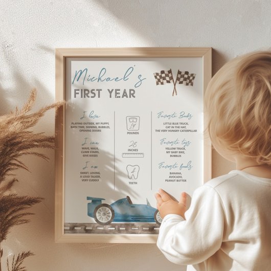 Race Car Milestone-Zeichen Poster