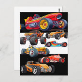 Race Car Monster Lkw Racing Design Postkarte (Vorne/Hinten)