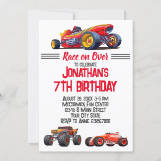 Race Car Monster LKWs Racing Birthday Einladung