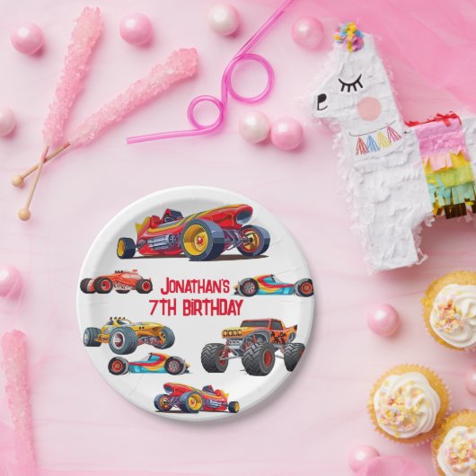 Race Car Monster LKWs Racing Birthday Pappteller (Party)