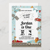 Race Car Motors Geburtstagsparty Einladung (Vorne/Hinten)