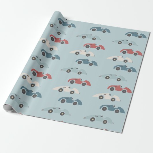 Race Car Muster Geschenkpapier (Ungerollt)