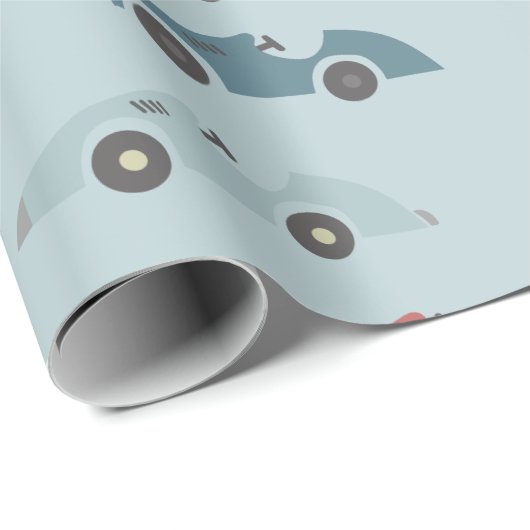 Race Car Muster Geschenkpapier (Rolleneckpunkt)