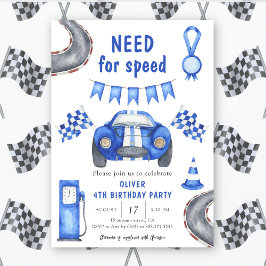 Race Car Neuling für Speed 4. Geburtstag Party Einladung