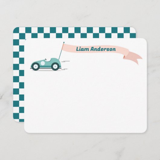 Race Car Note Card Dankeskarte (Vorne/Hinten)